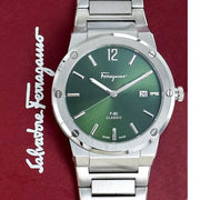  Shop Authentic Salvatore Ferragamo F-80 Classic Green Dial Silver Steel Strap Watch for Men - SFDT02123 - Luxxuri
