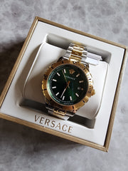  Shop Authentic Versace Hellenyium Quartz Green Dial Two Tone Steel Strap Watch For Men - VE3A00720 - Luxxuri