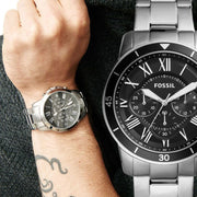  Shop Authentic Fossil Grant Sport Chronograph Black Dial Silver Steel Strap Watch for Men - FS5236 - Luxxuri