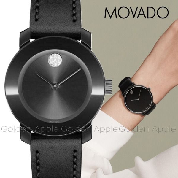  Shop Authentic Movado Bold Black Dial Black Leather Strap Watch for Women - 3600483 - Luxxuri