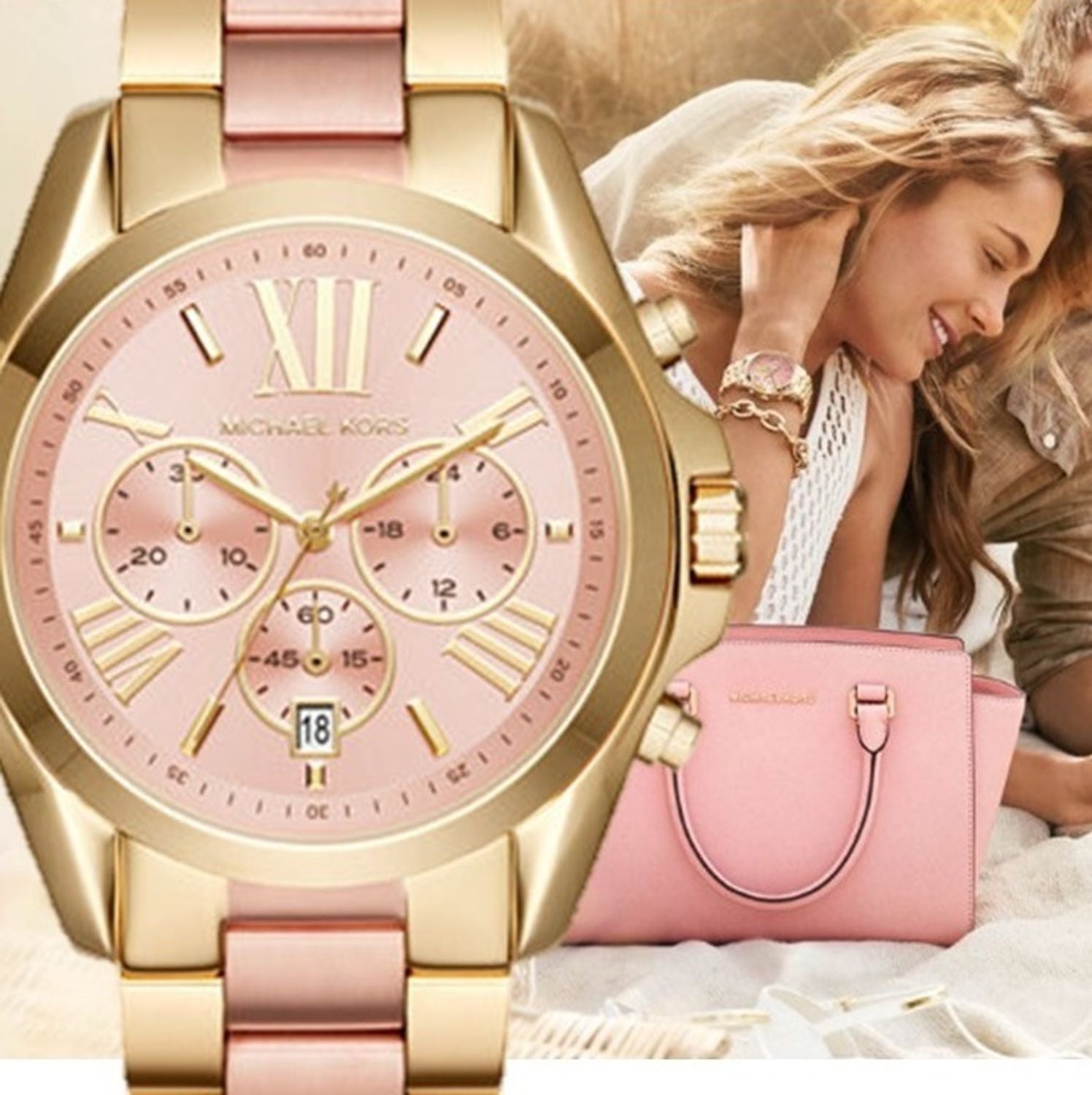  Shop Authentic Michael Kors Bradshaw Gold Dial Two Tone Steel Strap Watch for Women - MK6359 - Luxxuri