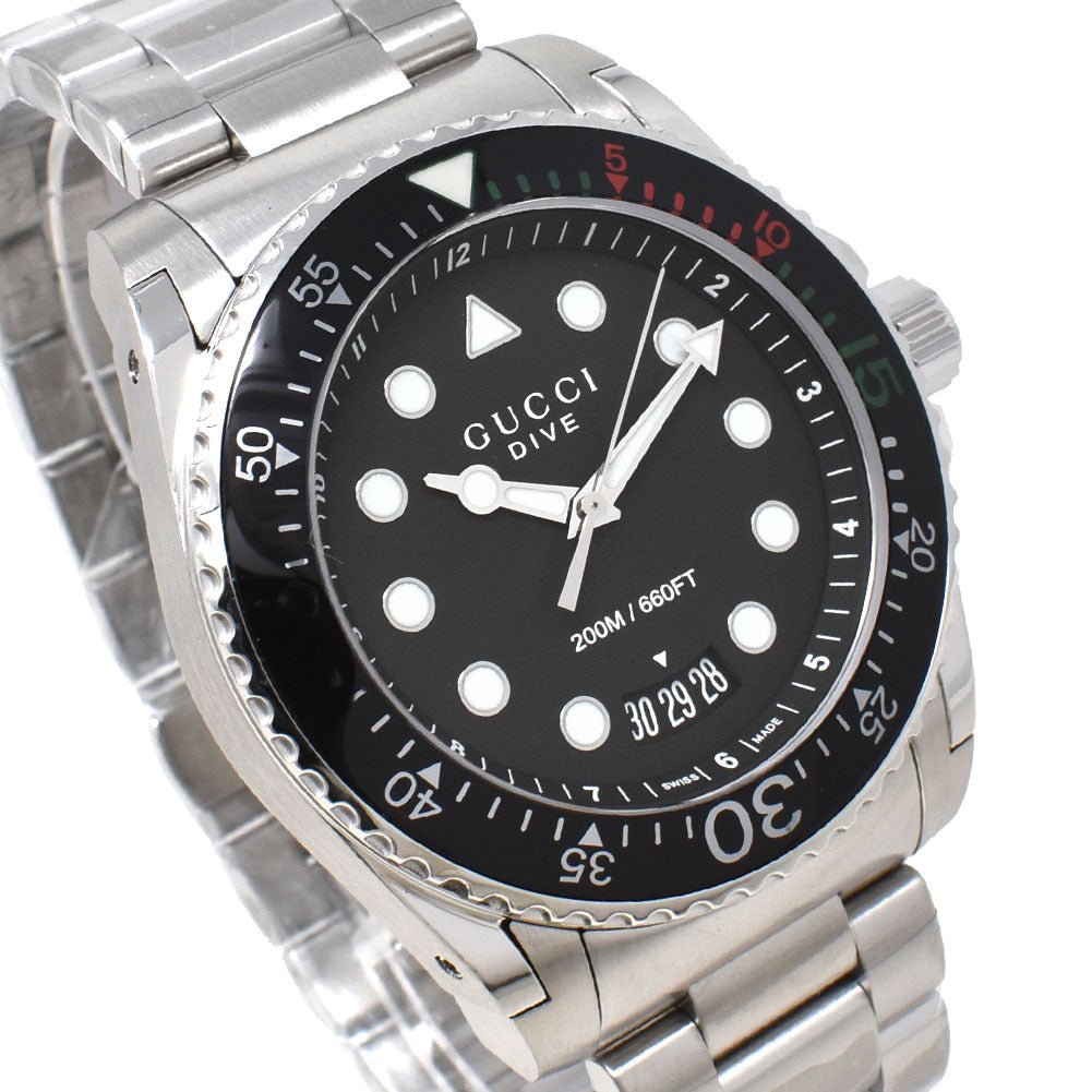 Shop Authentic Gucci Dive Analog Black Dial Silver Steel Strap Watch For Men - YA136208 - Luxxuri