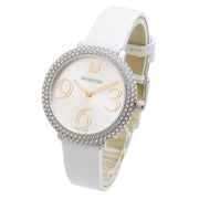  Shop Authentic Swarovski Crystal Frost Silver Dial White Leather Strap Watch for Women - 5484070 - Luxxuri