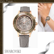  Shop Authentic Swarovski Octea Lux Chrono Grey Dial Grey Leather Strap Watch for Women - 5452495 - Luxxuri