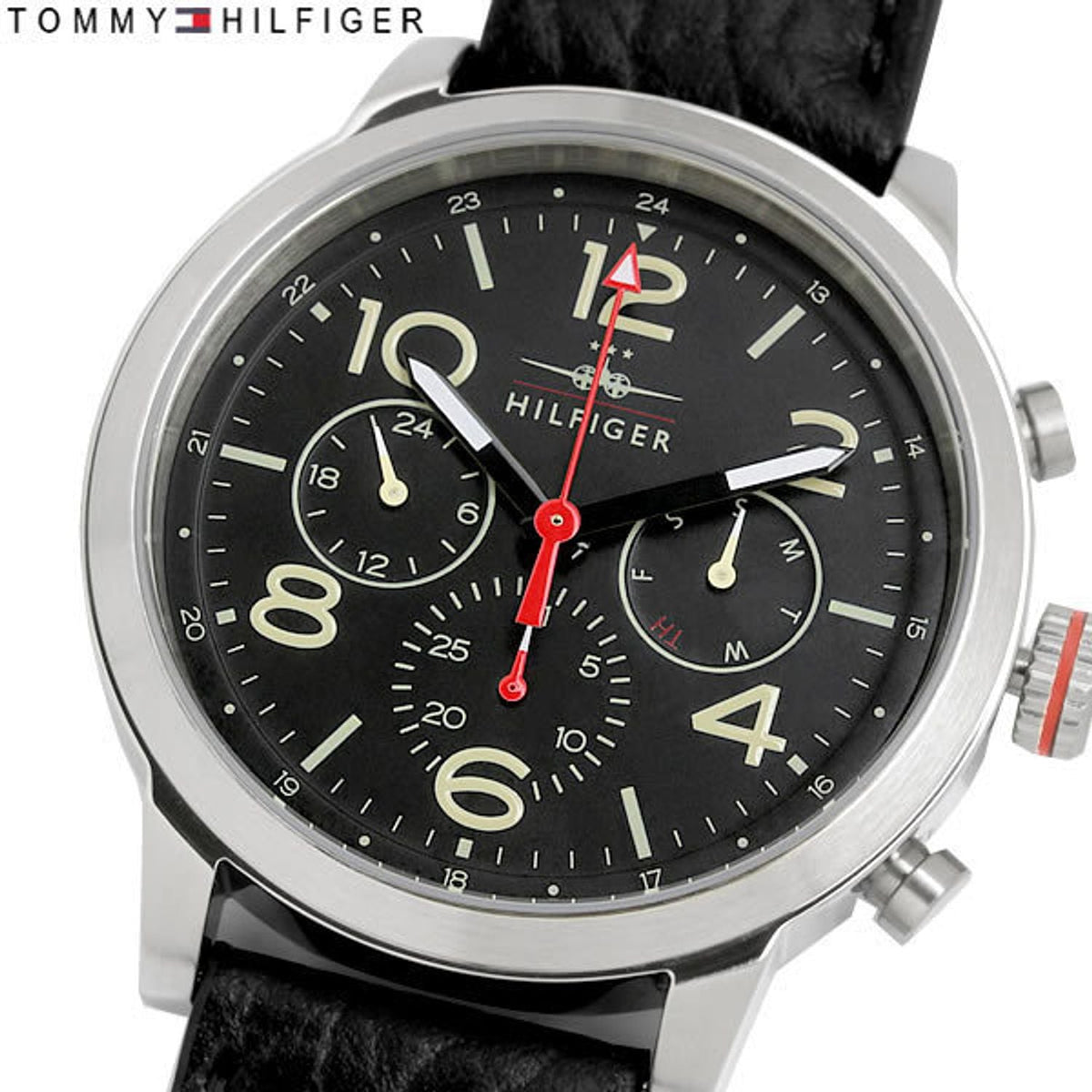  Shop Authentic Tommy Hilfiger Jake Chronograph Black Dial Black Leather Strap Watch for Men - 1791232 - Luxxuri