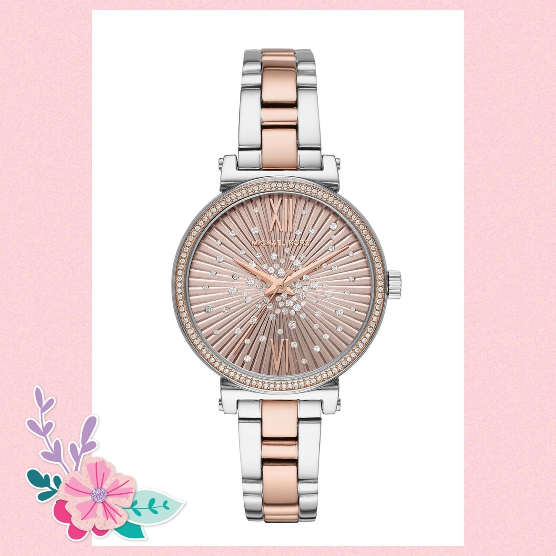 Shop Authentic Michael Kors Sofie Quartz Rose Gold Dial Two Tone Steel Strap Watch For Women - MK3972 - Luxxuri