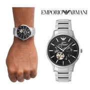  Shop Authentic Emporio Armani Meccanico Automatic Black Dial Silver Steel Strap Watch For Men - AR60055 - Luxxuri