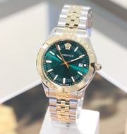  Shop Authentic Versace Hellenyium Quartz Green Dial Two Tone Steel Strap Watch For Men - VEVI00620 - Luxxuri