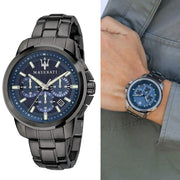  Shop Authentic Maserati Successo Chronograph Blue Dial Black Steel Strap Watch For Men - R8873621005 - Luxxuri