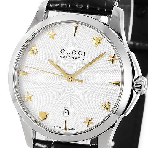  Shop Authentic Gucci G Timeless Automatic Silver Dial Black Leather Strap Unisex Watch - YA126468 - Luxxuri