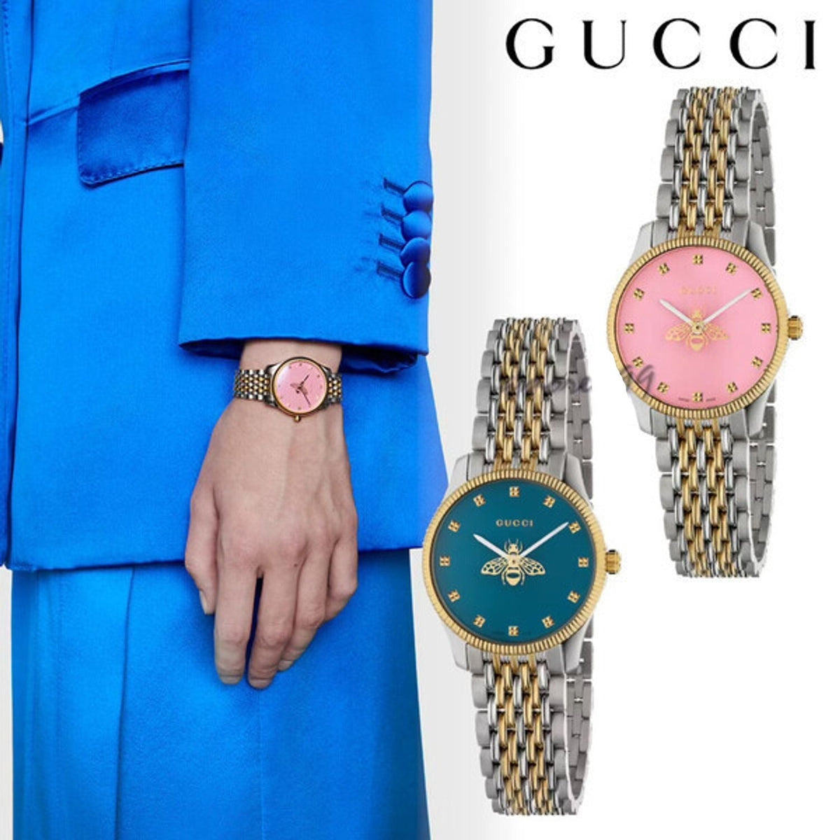  Shop Authentic Gucci G Timeless Quartz Pink Dial Two Tone Steel Strap Watch For Women - YA1265030 - Luxxuri
