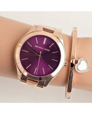  Shop Authentic Michael Kors Slim Runway Purple Dial Rose Gold Steel Strap Watch for Women - MK3293 - Luxxuri