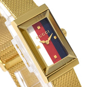  Shop Authentic Gucci G Frame Quartz Diamonds White Red Blue Dial Gold Mesh Bracelet Watch For Women - YA147511 - Luxxuri