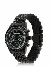  Shop Authentic Emporio Armani Tazio Chronograph Black Dial Black Steel Strap Watch For Men - AR5989 - Luxxuri