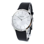  Shop Authentic Calvin Klein Minimalist White Dial Black Leather Strap Watch for Men - K3M211C6 - Luxxuri