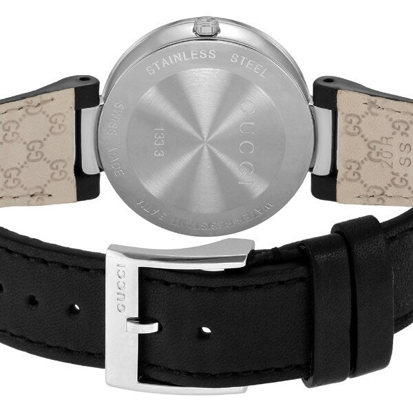  Shop Authentic Gucci G Interlocking Black Dial Black Leather Strap Watch For Women - YA133301 - Luxxuri