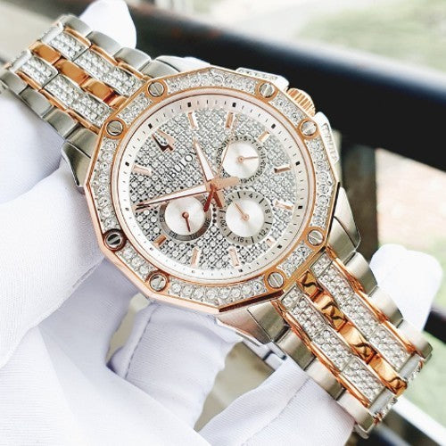  Shop Authentic Bulova Octova Crystal Silver Dial Two Tone Steel Strap Watch for Men - 98C133 - Luxxuri