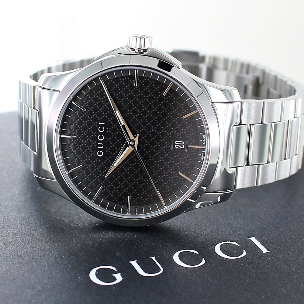  Shop Authentic Gucci G Timeless Black Dial Silver Steel Strap Unisex Watch - YA126457 - Luxxuri
