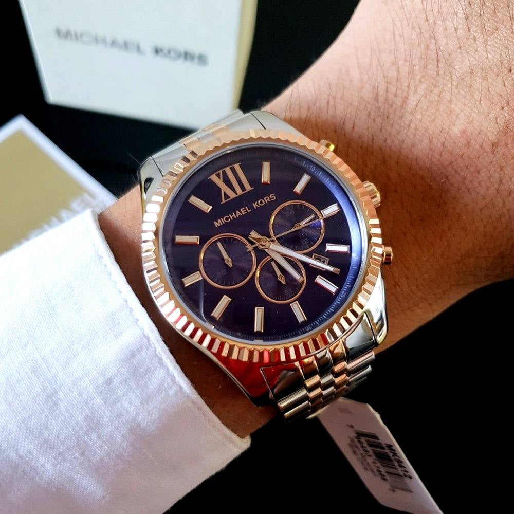  Shop Authentic Michael Kors Lexington Blue Dial Two Tone Steel Strap Watch for Men - MK8412 - Luxxuri