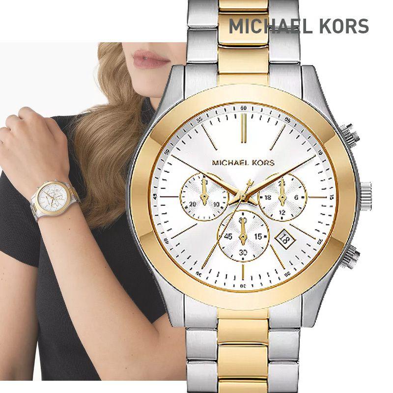 Shop Authentic Michael Kors Slim Runway Chronograph White Dial Two Tone Steel Strap Watch For Women - MK8986 - Luxxuri