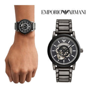  Shop Authentic Emporio Armani Meccanico Automatic Black Dial Black Steel Strap Watch For Men - AR60010 - Luxxuri