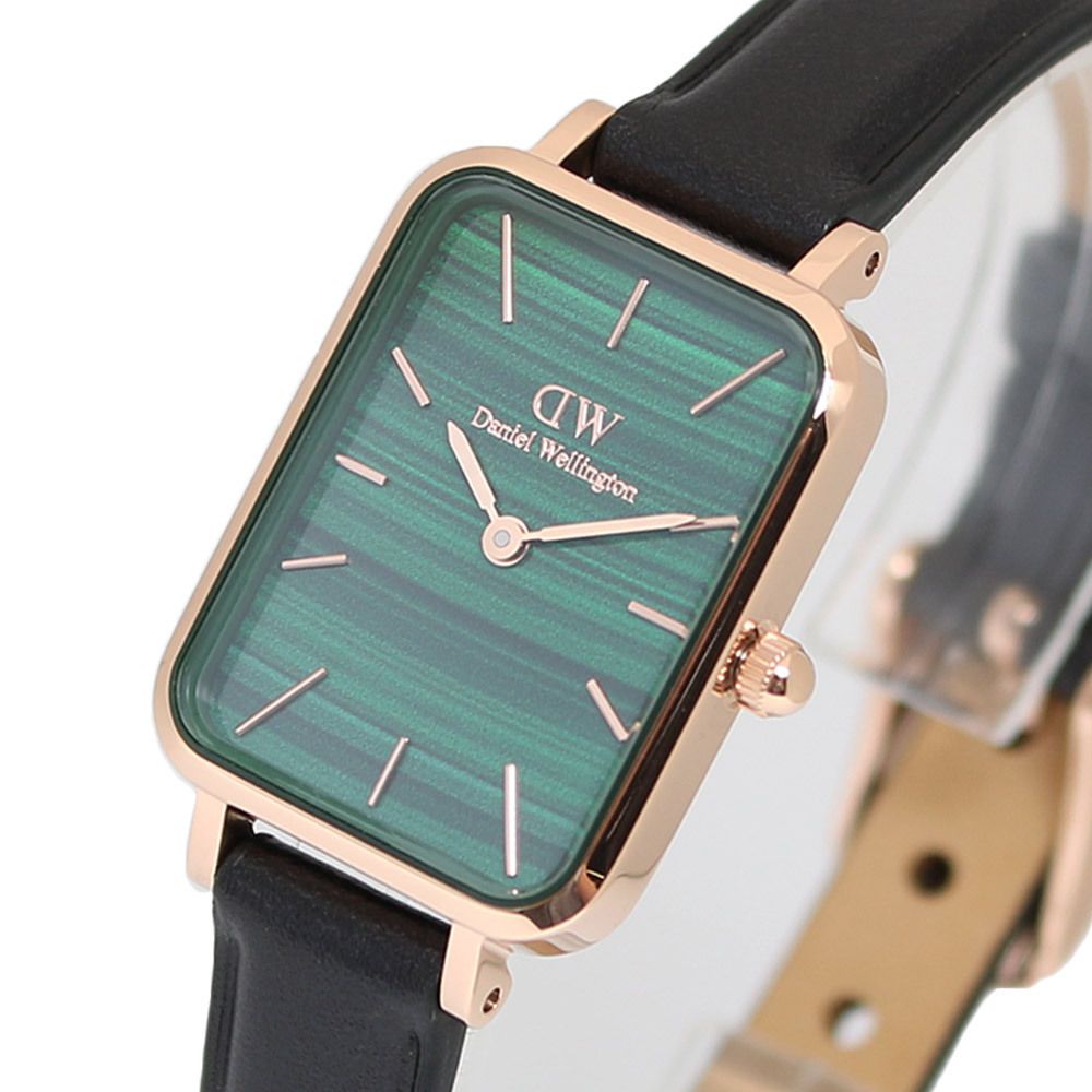 Shop Authentic Daniel Wellington Quadro Pressed Sheffield Green Dial Black Leather Strap Watch For Women - DW00100439 - Luxxuri