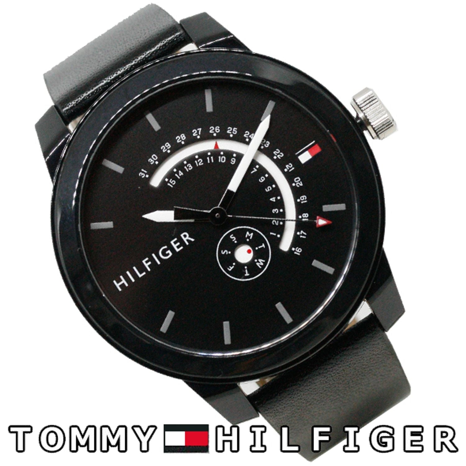  Shop Authentic Tommy Hilfiger Denim Quartz Black Dial Black Leather Strap Watch for Men - 1791479 - Luxxuri