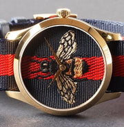  Shop Authentic Gucci G Timeless Bee Red & Blue Dial Red Two Tone Nylon Strap Watch For Men - YA1264061 - Luxxuri