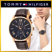  Shop Authentic Tommy Hilfiger Aiden Quartz Blue Dial Brown Leather Strap Watch for Men - 1791308 - Luxxuri