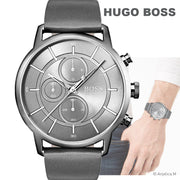  Shop Authentic Hugo Boss Architectural Grey Dial Grey Leather Strap Watch for Men - 1513570 - Luxxuri