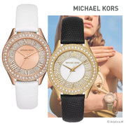  Shop Authentic Michael Kors Harlowe Analog White Dial Black Leather Strap Watch For Women - MK2988 - Luxxuri