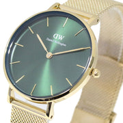  Shop Authentic Daniel Wellington Petite Emerald Green Dial Gold Mesh Strap Watch For Women - DW00100480 - Luxxuri