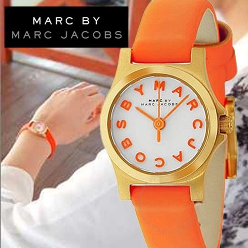  Shop Authentic Marc Jacobs Henry Dinky White Dial Orange Leather Strap Watch for Women - MBM1236 - Luxxuri