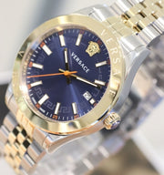  Shop Authentic Versace Hellenyium Quartz Blue Dial Two Tone Steel Strap Watch for Men - VEVK00520 - Luxxuri