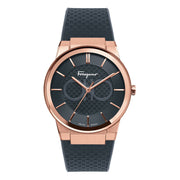  Shop Authentic Salvatore Ferragamo Sapphire Black Dial Black Silicone Strap Watch for Men - SFHP00420 - Luxxuri