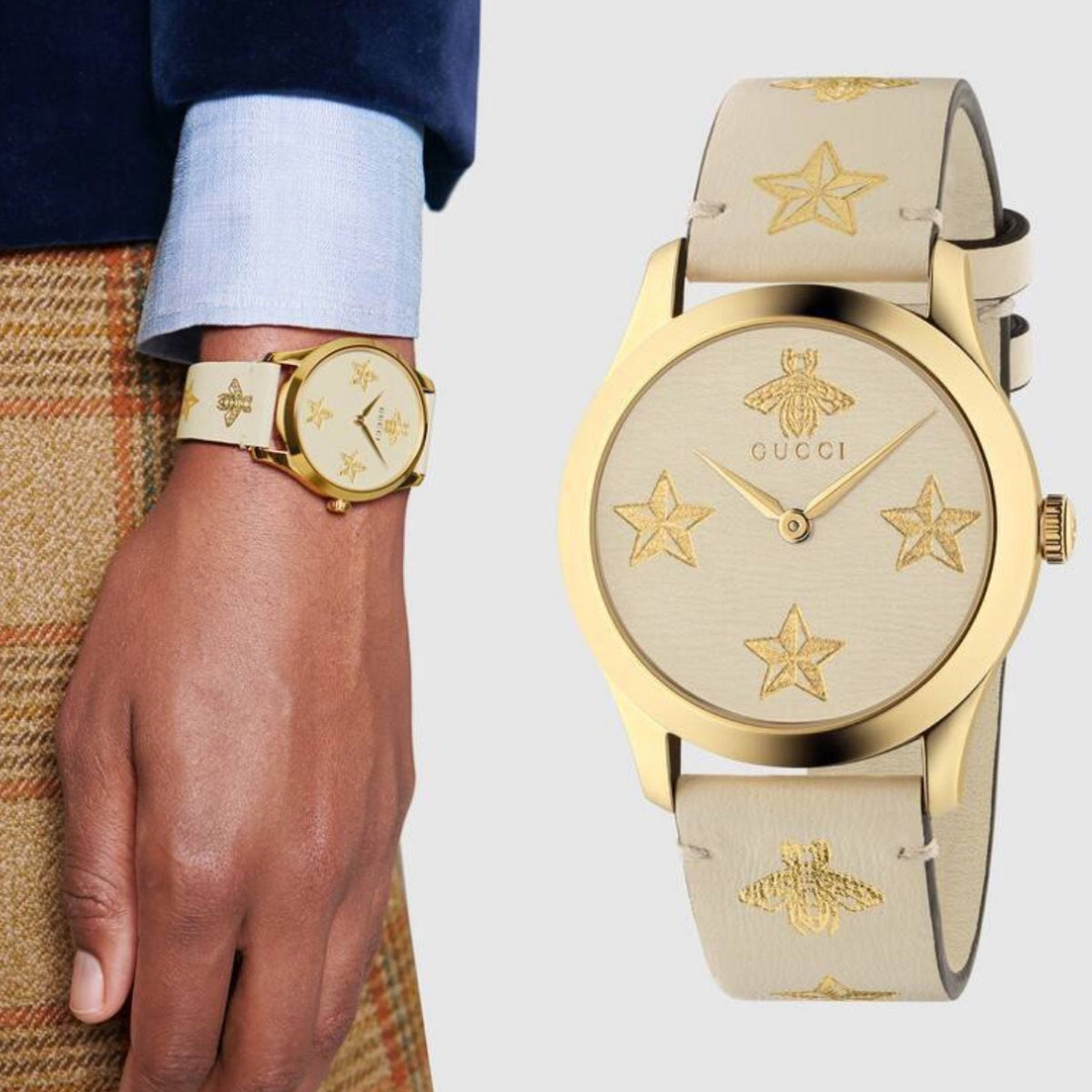  Shop Authentic Gucci G Timeless White Dial White Leather Strap Watch For Women - YA1264096 - Luxxuri