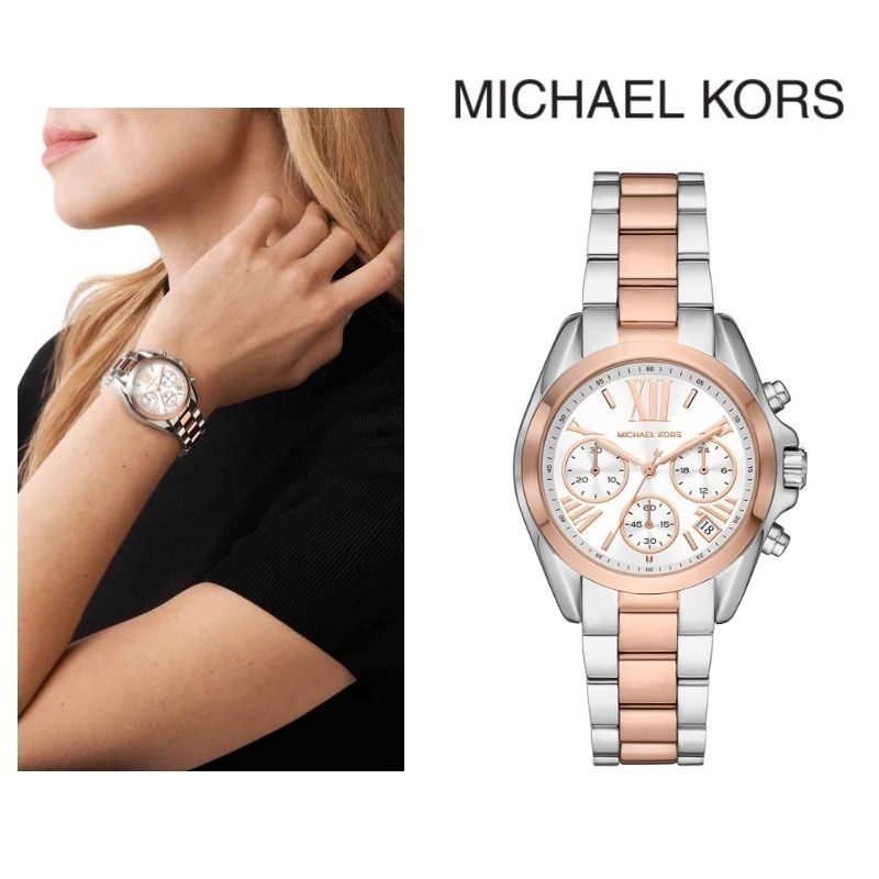  Shop Authentic Michael Kors Bradshaw Chronograph White Dial Two Tone Steel Strap Watch For Women - MK7258 - Luxxuri