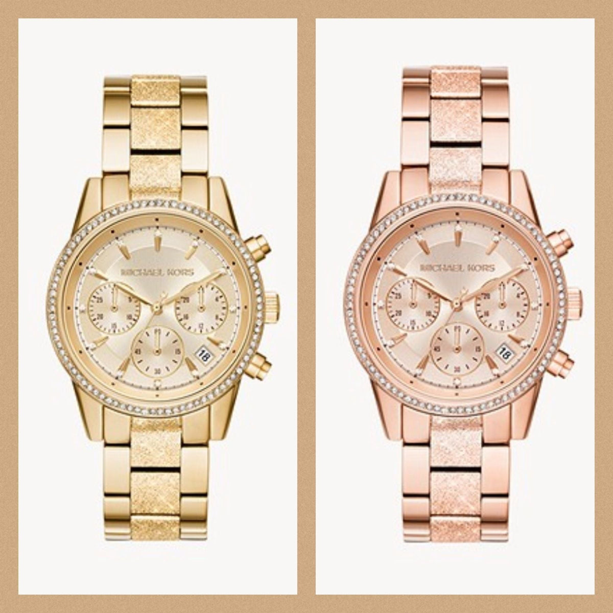  Shop Authentic Michael Kors Ritz Chronograph Gold Dial Gold Steel Strap Watch For Women - MK6597 - Luxxuri