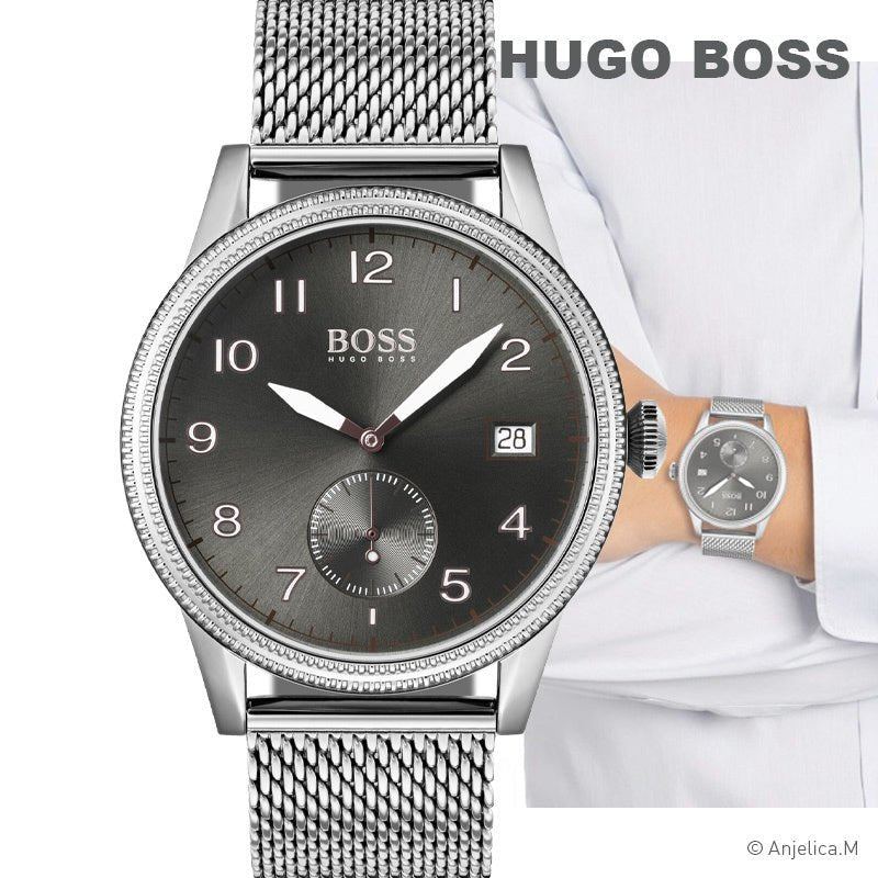  Shop Authentic Hugo Boss Legacy Grey Dial Silver Mesh Bracelet Watch for Men - 1513673 - Luxxuri