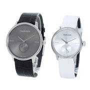  Shop Authentic Calvin Klein Accent Silver Dial White Leather Strap Watch for Women - K2Y231K6 - Luxxuri