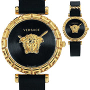  Shop Authentic Versace Palazzo Empire Greca Black Dial Black Leather Strap Watch for Women - VEDV00119 - Luxxuri