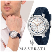  Shop Authentic Maserati Successo Chronograph White Dial Blue Rubber Strap Watch For Men - R8871621013 - Luxxuri