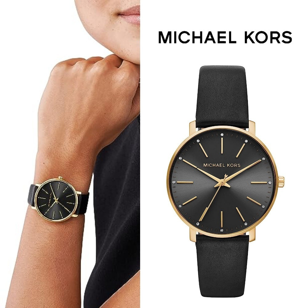  Shop Authentic Michael Kors Pyper Black Dial Black Leather Strap Watch For Women - MK2747 - Luxxuri