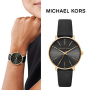  Shop Authentic Michael Kors Pyper Black Dial Black Leather Strap Watch For Women - MK2747 - Luxxuri