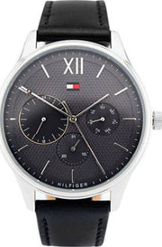  Shop Authentic Tommy Hilfiger Damon Multifunction Black Dial Black Leather Strap Watch for Men - 1791417 - Luxxuri