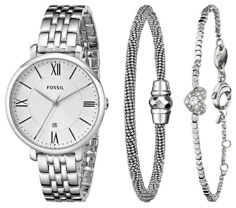  Shop Authentic Fossil Jacqueline White Dial Silver Steel Strap Watch for Women - ES3698 - Luxxuri