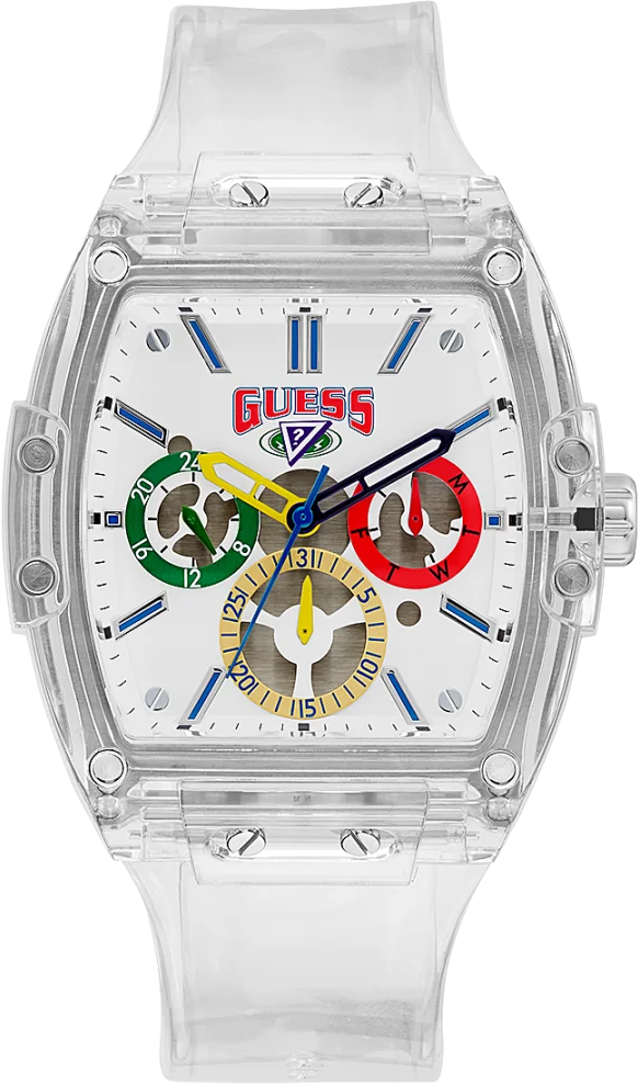  Shop Authentic Guess Phoenix J Balvin White Dial Transparent Silicone Strap Watch For Men - V1051M1 - Luxxuri