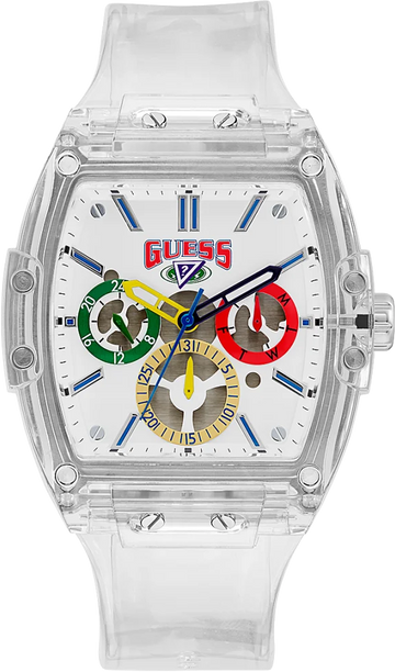  Shop Authentic Guess Phoenix J Balvin White Dial Transparent Silicone Strap Watch For Men - V1051M1 - Luxxuri