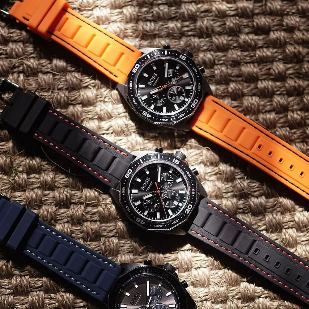  Shop Authentic Hugo Boss Energy Chronograph Quartz Black Dial Orange Rubber Strap Watch For Men - 1513970 - Luxxuri