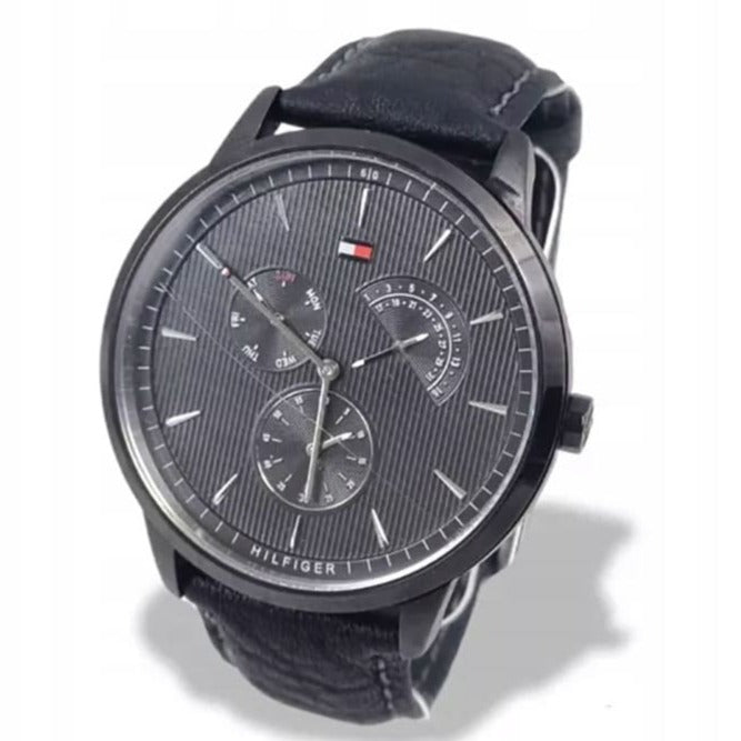  Shop Authentic Tommy Hilfiger Brad Chronograph Quartz Grey Dial Grey Leather Strap Watch For Men - 1710388 - Luxxuri